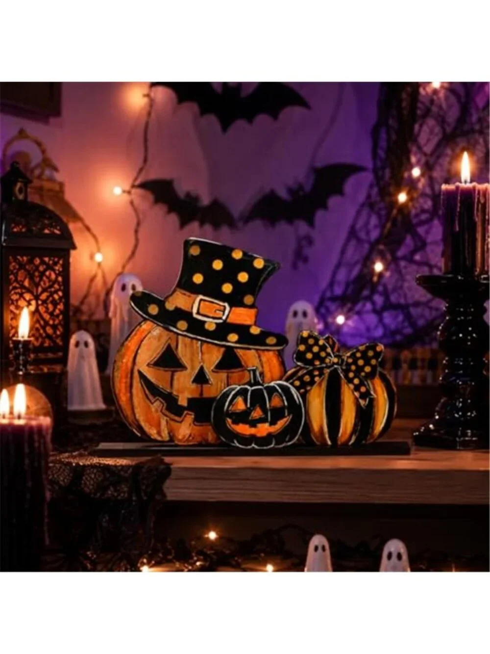 Happy Halloween Wooden Table Decoration, Pumpkin Spooky